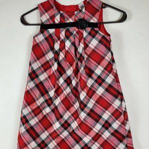 Carter's Red White & Black 'Plaid Sleeveless Holiday party Christmas Dress sz 5